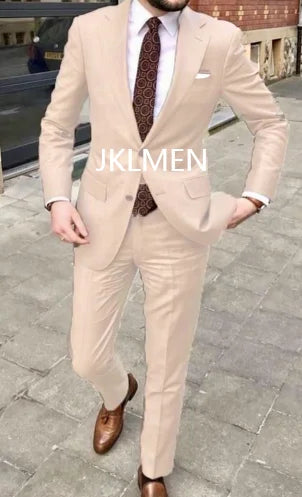 2023 Men's Suit Handsome Casual 2 Piece Suit For Men Wedding Tuxedos Notched Lapel Groomsmen Business Prom Blazer