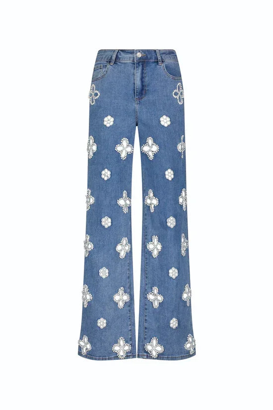 Casual Hollow Out Jeans Women Solid Straight Wide Leg Trousers Female 2025 Summer Autumn Fashion High Street Pants Lady Bottoms