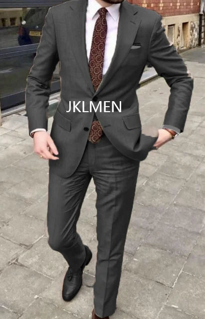 2023 Men's Suit Handsome Casual 2 Piece Suit For Men Wedding Tuxedos Notched Lapel Groomsmen Business Prom Blazer