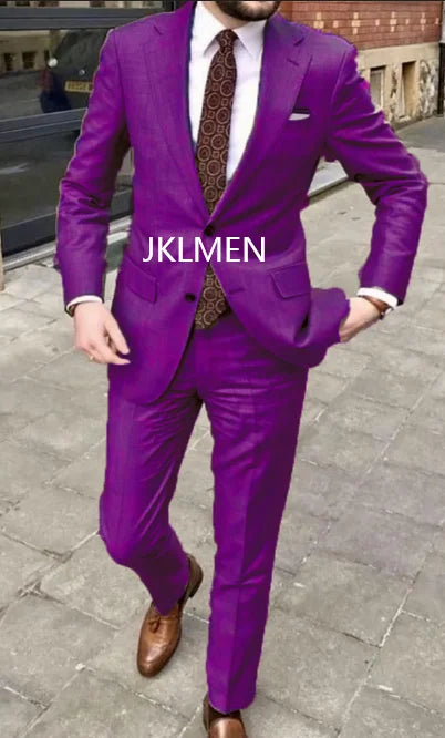2023 Men's Suit Handsome Casual 2 Piece Suit For Men Wedding Tuxedos Notched Lapel Groomsmen Business Prom Blazer