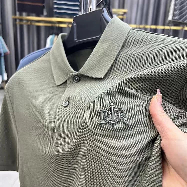 100% pure cotton high-end fashionable short sleeve summer new high-quality men's business casual polo shirt luxury brand T-shirt