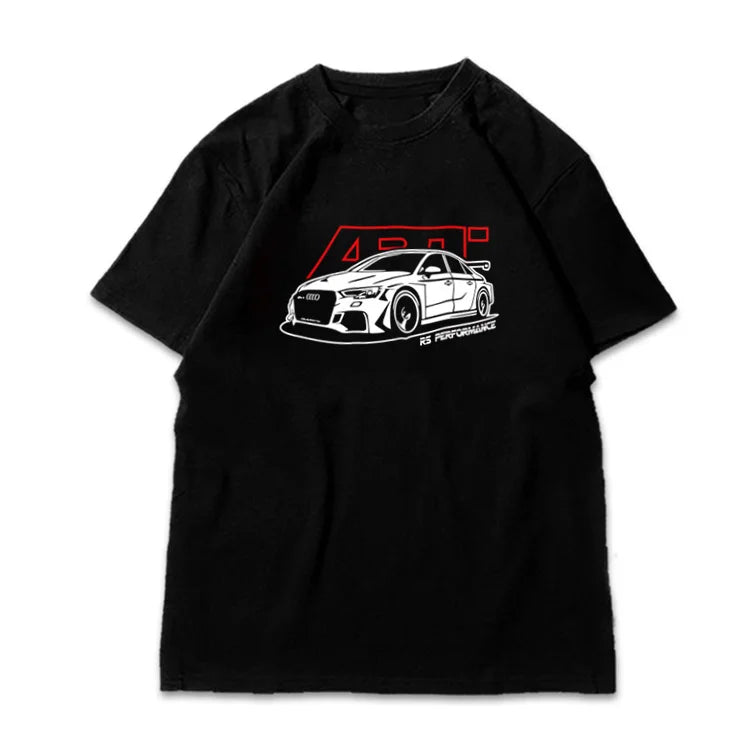 Audi RS4 Men‘s 2025 New Summer 100% Cotton Motorcycle Classic Polo Shirt Print Button Lapel Super Large Casual Polo Shirt