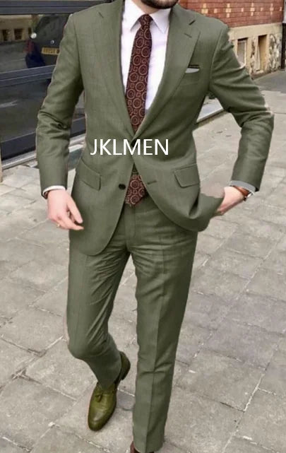 2023 Men's Suit Handsome Casual 2 Piece Suit For Men Wedding Tuxedos Notched Lapel Groomsmen Business Prom Blazer