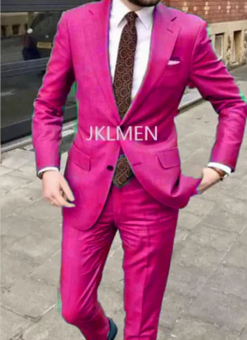 2023 Men's Suit Handsome Casual 2 Piece Suit For Men Wedding Tuxedos Notched Lapel Groomsmen Business Prom Blazer