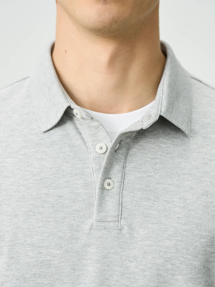 SIMWOOD 2025 Summer New Regular Fit 230gsm Cool Feeling Sorona Pique Fabric Polo Shirts Men Smart Casual T-shirts Tops