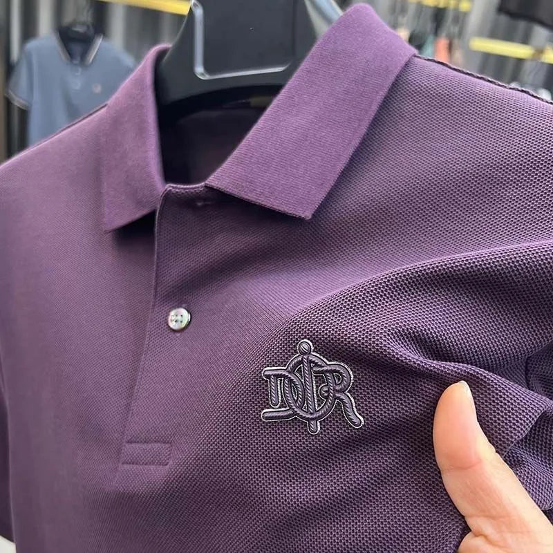 100% pure cotton high-end fashionable short sleeve summer new high-quality men's business casual polo shirt luxury brand T-shirt