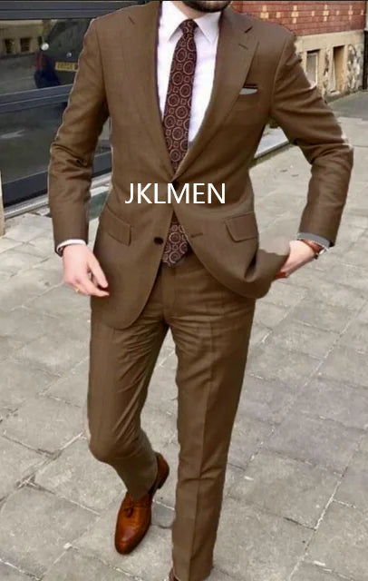 2023 Men's Suit Handsome Casual 2 Piece Suit For Men Wedding Tuxedos Notched Lapel Groomsmen Business Prom Blazer