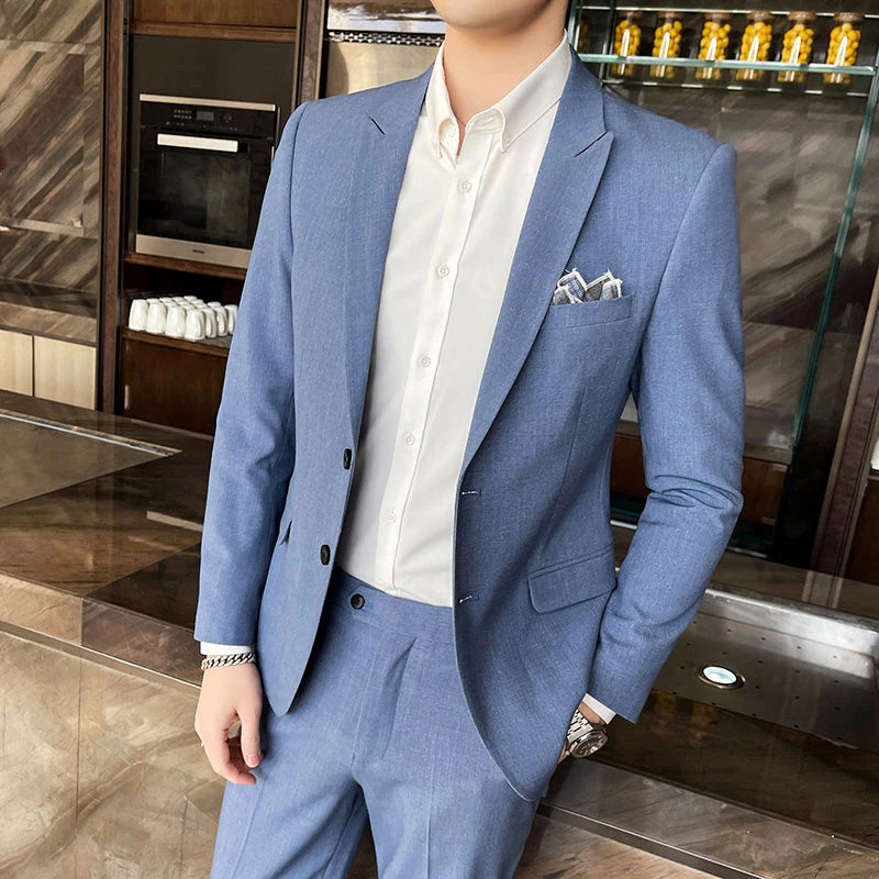 2025 Slim Fit Three-Piece Business Suit Set High-End Korean Style Wedding Groom Party Dress Suit Vest Trousers M-4XL