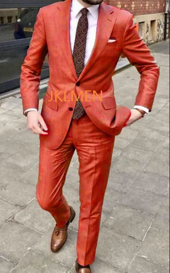 2023 Men's Suit Handsome Casual 2 Piece Suit For Men Wedding Tuxedos Notched Lapel Groomsmen Business Prom Blazer