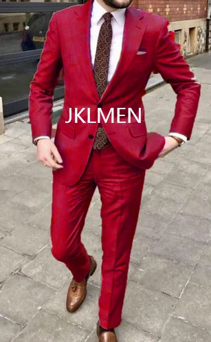 2023 Men's Suit Handsome Casual 2 Piece Suit For Men Wedding Tuxedos Notched Lapel Groomsmen Business Prom Blazer