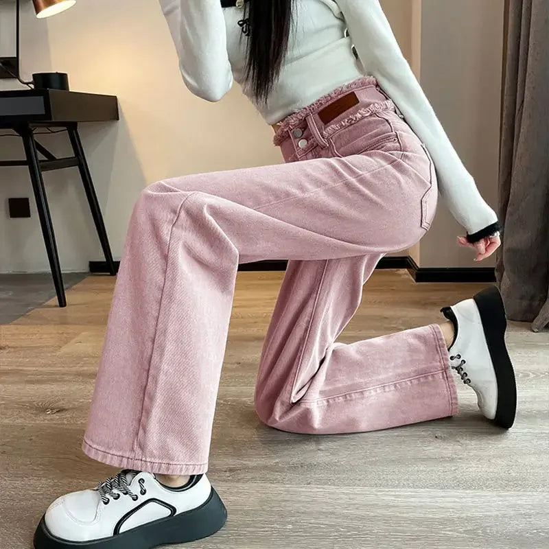Women's Jeans Wide Leg Loosefit Female Cowboy Pants Korean Fashion on Sale Pant Gyaru Aesthetic Luxury Designer Cool Trousers