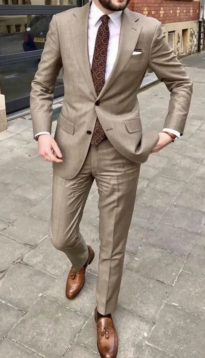 2023 Men's Suit Handsome Casual 2 Piece Suit For Men Wedding Tuxedos Notched Lapel Groomsmen Business Prom Blazer
