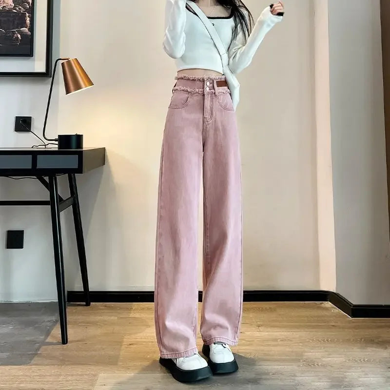 Women's Jeans Wide Leg Loosefit Female Cowboy Pants Korean Fashion on Sale Pant Gyaru Aesthetic Luxury Designer Cool Trousers
