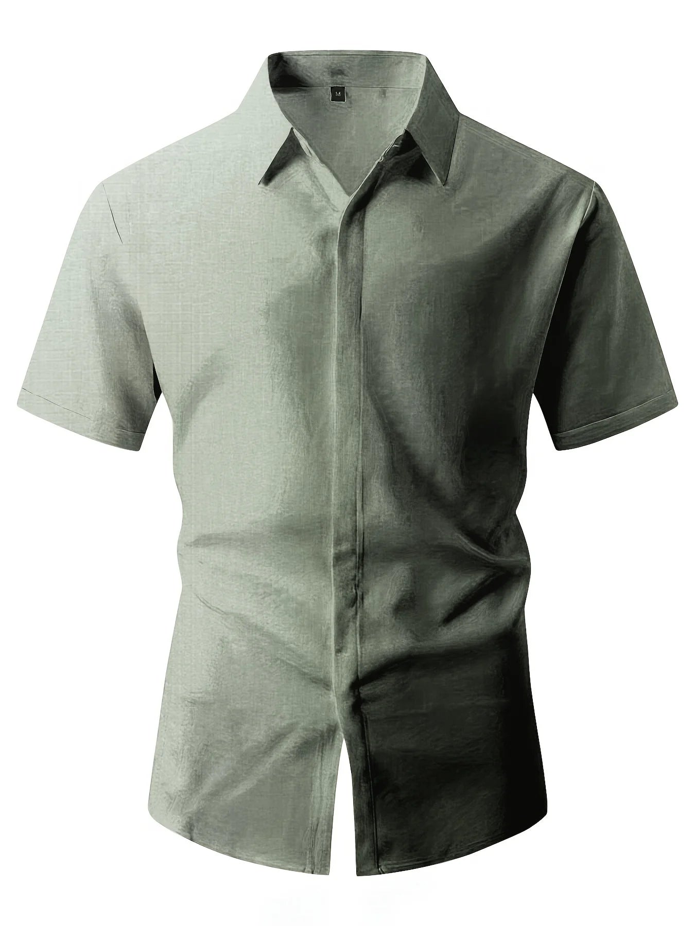 Men's Double Front Hemp Cardigan Short Sleeve High Quality Shirt Summer Home Short Sleeve Lapel Shirt