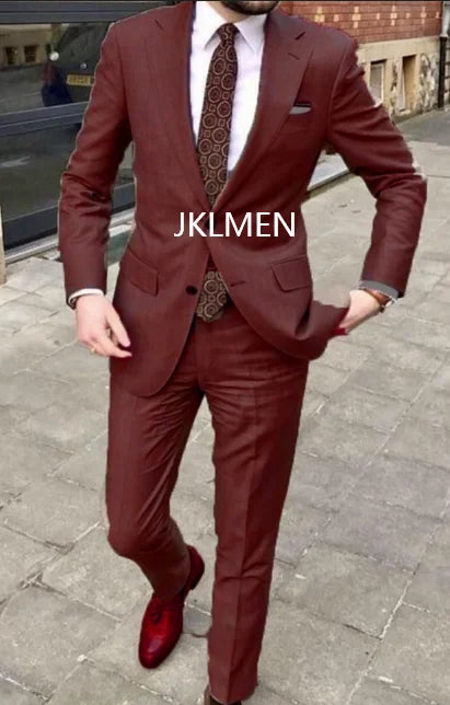 2023 Men's Suit Handsome Casual 2 Piece Suit For Men Wedding Tuxedos Notched Lapel Groomsmen Business Prom Blazer