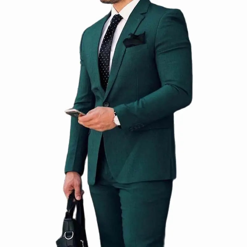 Latest Design Dark Green Men Suits 2025 Slim Fit Notched Lapel Groom Tuxedo Custom Costume Homme Mariage 2 Piece (Jacket+Pants)