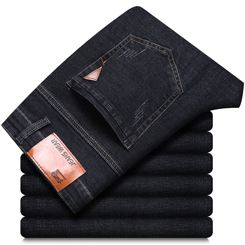 2025 New Business Men's Jeans Casual Comfortable Straight Stretch Fashion Classic Premium Blue Black Denim Pants Large Pants
