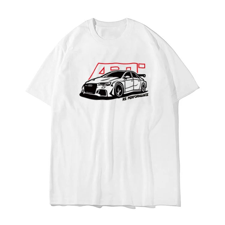 Audi RS4 Men‘s 2025 New Summer 100% Cotton Motorcycle Classic Polo Shirt Print Button Lapel Super Large Casual Polo Shirt