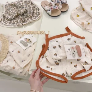 2Pcs New Baby Girl Clothes Set Children Summer Kids Set Cute Cartoon Vest Shorts Tops Suit 2025