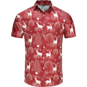 KYKU Hawaiian Shirts for Men Santa Claus Party Casual Button Down Short Sleeve Shirt with Pocket