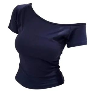 100% Ribbed Cotton Summer Off shoulder Top Women Slim fit Body Summer  Short sleeve T shirt  Female Sexy Basic Tees Korean Chic