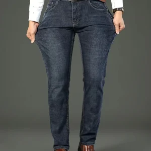 New lightweight and luxurious men's loose straight leg jeans, men's business casual pants, no waistband, suitable for all season