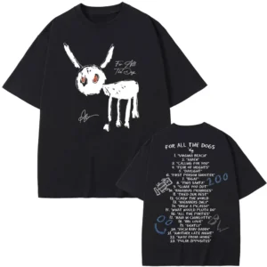 Fashion Casual T-Shirt Funny Men Hip Hop Oversized Tshirt Rapper Drake for All The Dogs Music Album Graphic Print T-shirts Men's