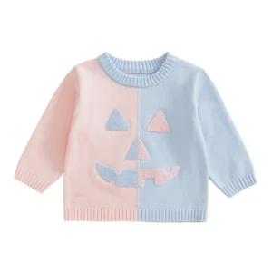 Cute Infant Halloween Hoodies with Spooky Ghost Print and Ribbed Cuffs Kids Pullover Sweatshirts for Fall Costume Party
